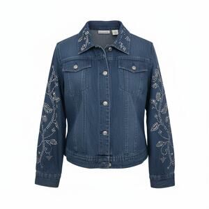Breckenridge Denim Bedazzled Jean Jacket Petite L Missing some Beads